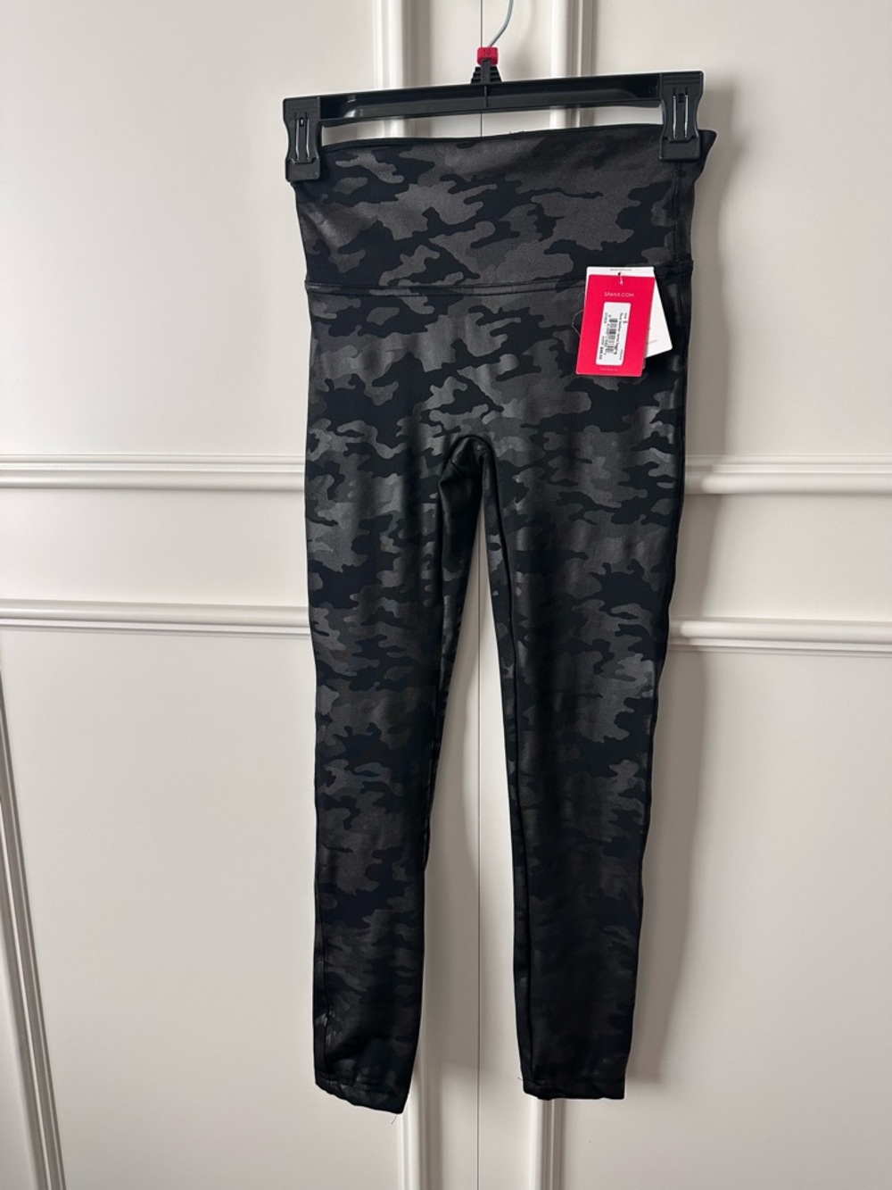 SPANX Black Camo faux leather Leggings